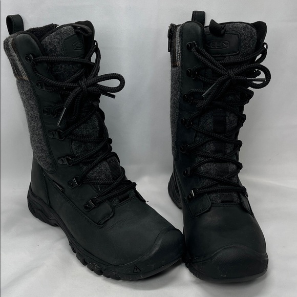 Keen Shoes - KEEN Women's Greta Tall Waterproof Black Plaid Snow Boots
